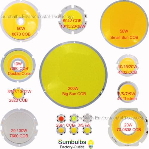Sumbulbs Round LED COB Lighting Source Lamp Bulb 3W-200W Circular Chip On Board for Spotlight Down Lights Floodlight DIY LEDs