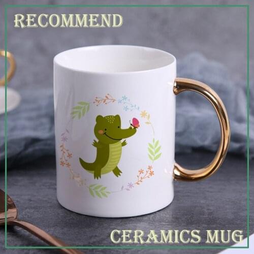 Personality Cute little crocodile Mug 400ml teacup coffee ceramic mugs office cup office Drinkware couple cup gift KTDW-014