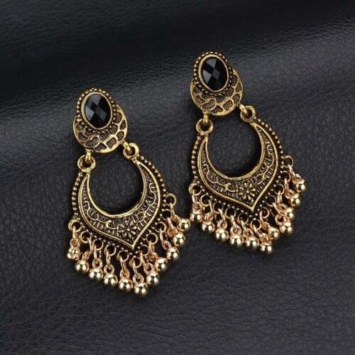 Fashion Hot Sale Gold-color Metal Tassel Dangle Earrings Oversize Pendientes Long Earrings For Women Ethnic Indian Jewelry
