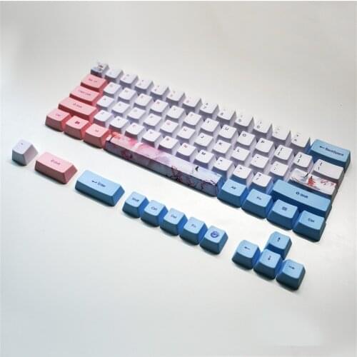 DYE FETISH Mini Mechanical Keyboard Keycaps 6064 Cute Keycap PBT OEM Profile Keycap For Annie GH60 GK61 GK64 60% Mini Keyboard