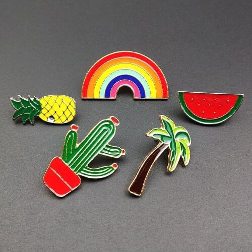 Fashion Metal Enamel Cartoon Pins Rainbow Brooches Badges Bags Metal Cute Pin Gifts For Friends Jewelry DIY Clothes Backpack