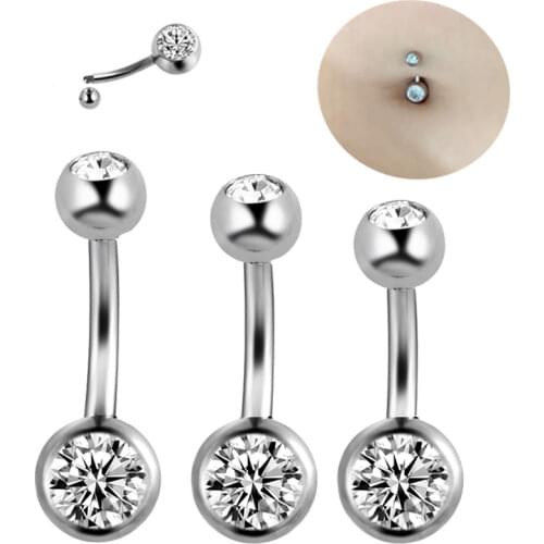 Fashion Sexy Stainless Steel Double Crystal Rhinestone Balls Belly Button Rings Navel Belly Ring Body Piercing Jewelry