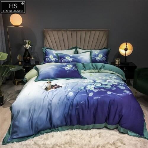 Moonlight In Lotus Pond Tencel Lyocell 4Pieces Bedding Set Summer Thin Quilt Sheets Pillowcase Duvet Cover Lightweight Comforter