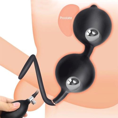 Inflatable Butt Plug With Silicone Balls Big Buttplug Anal Plug Tail Ass Prostate Massage Sex Toys For Women/Men Anal Expander