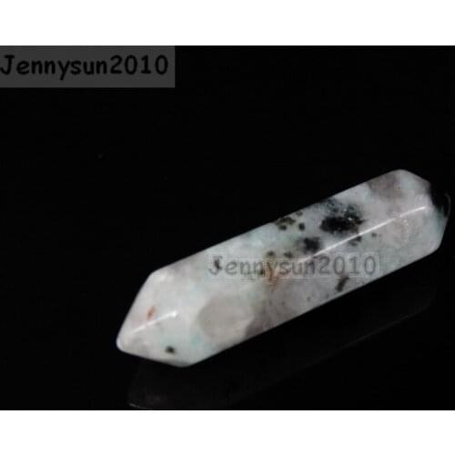 Natural Lotus Jas-per Gems stone Hexagonal Pointed Reiki Chakra Raw Wand Pendant Beads Necklace Jewelry 20Pcs/Pack