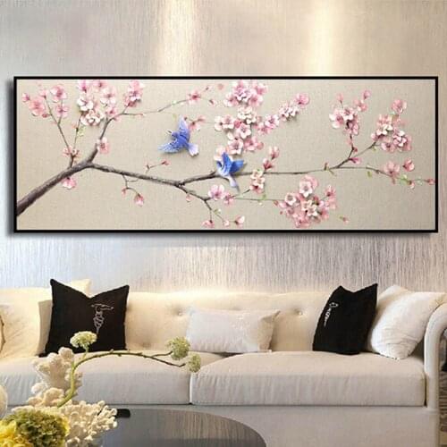 New 5D full drill diamond embroidered peach flower simple modern restaurant Diamond painting cross stitch kit bedside bedroom