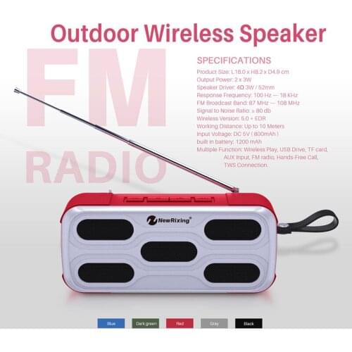 NR3018FM Radio Bluetooth Speaker Mini Stereo Portable Car Subwoofer Wireless Bluetooth Speaker