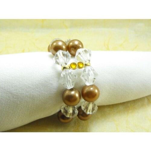 Pearl napkin rings,pearl beaded wedding napkin holder