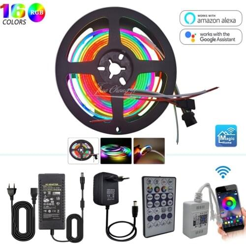 SK6812 WS2812 DC5V COB Addressable Pixel RGB LED Strip 332leds/m with WiFi Smart Controller Voice APP Control Power Kit