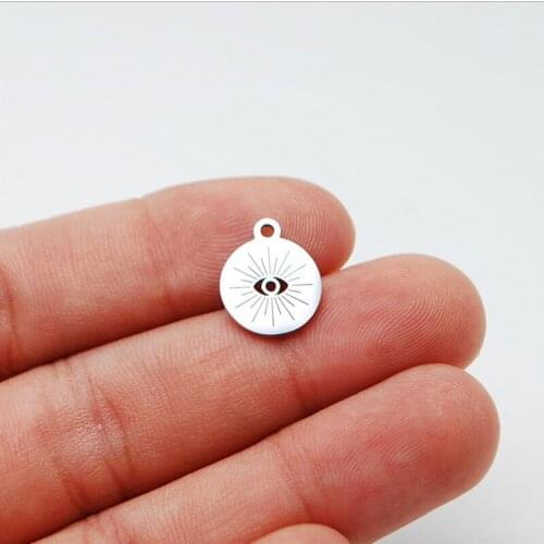 Wholesale 30pc/lot DIY Stainless Steel Charms Hollow Evil Eye Pendant Jewelry Components Girls Women Making Jewelry