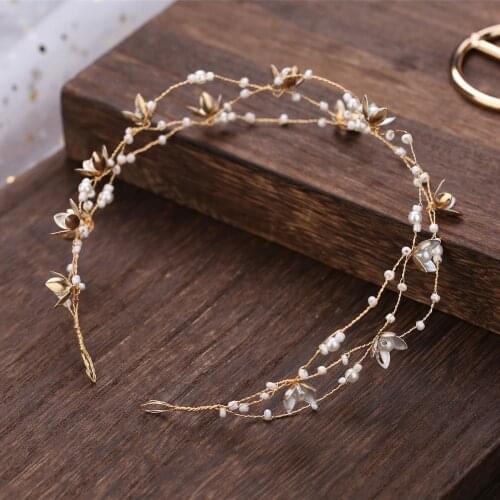 Korean high-end handmade flowers Beaded bride headdress hairband elegant small jewelry Princess wedding hair decoration