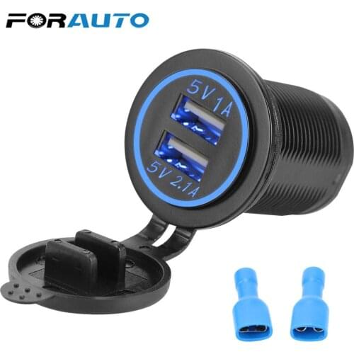 Outlet Adapter Waterproof LED Light Power Socket 3.1A Dual USB Charger 12-24V for Auto Marine Motorcycle Truck