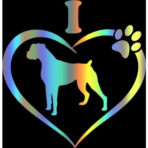 S51521 Various Sizes/Colors Car Stickers Vinyl Decal I Love My Boxer (Natural Ears) Dog Animal Motorcycle Decorative Accessories