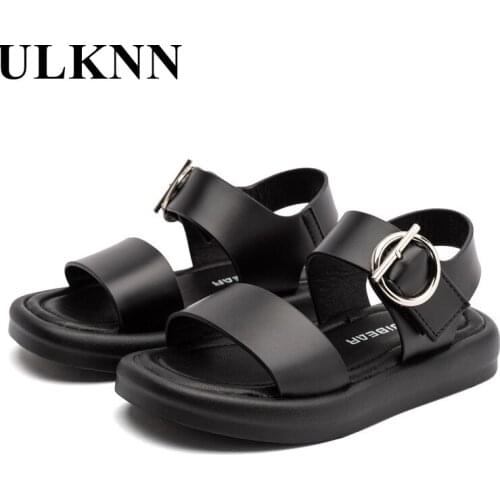 ULKNN Sandals Summer 2021Sandals Fashion Black Childrens Sandals Breathable Beach Shoes Girls Sanldal Wear-resistant