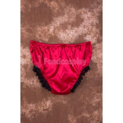 Sexy Red Satin Sissy Maid Panties Cosplay Costume Accessories[D002]
