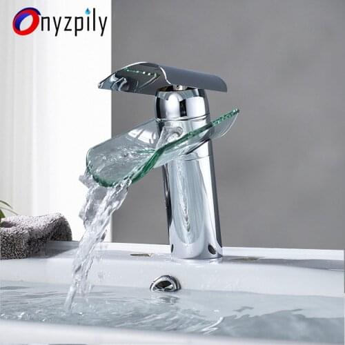 Bathroom Basin Faucet Glass Sink Faucet Torneira ORB Chrome Nickel Faucet Waterfall Tap Single Handle Hot Cold torneira banheiro