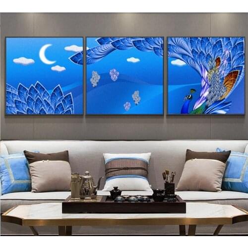 Modern Print on Canvas Blue Poster Canvas Print Painting Wall Art Living Room Home Decoration