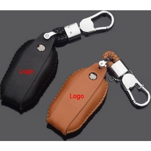 Tonlinker Interior Car Remote Key Case Keychain Black/Brown for CITROEN DS7 2017-20 Car Styling 1 PCS Leather Key Case