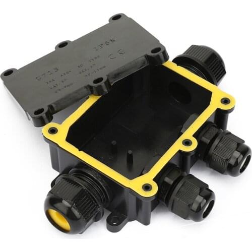 IP68 Waterproof Junction Box Electrical Enclosure Cable Connecting Terminal Block Waterproof Box Black Cable Junction Box