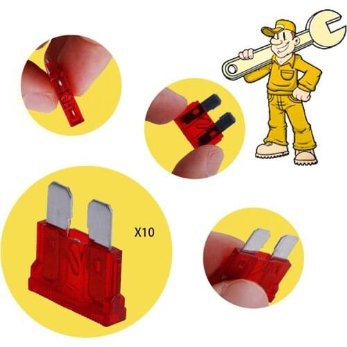 10Pcs Blade Fuses Standard 10AMP Red 10A Flat Fuse Car Motorcycle Bike Van Auto