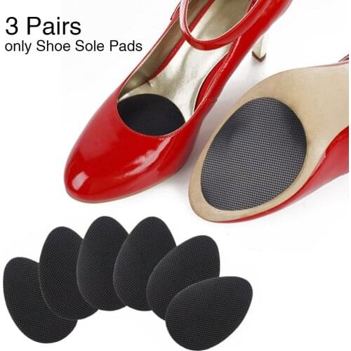 3pairs Shoe Sole Pads Insert Outsole Self Adhesive Sticker Forefoot Non Slip High Heels Sandals Grips Protector Rubber Durable