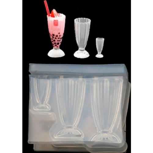 83XC 3D Small Glass Bottle Resin Mold Drink Bottle Jar Goblet Cup Simulated Food Mini Cake Cup Silicone Resin Mold Craft Tool