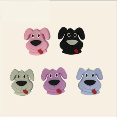 5pcs/lot Baby Teether Pug Dog Sticking Tongue Perle Silicone Beads BPA Free Silicone Teether Teething Toys Nursing Gifts