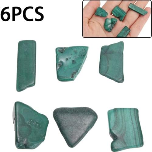 6pcs Green Tumbled Stones Malachite Healing Crystal Quartz Gemstone for Fish Tank Aquarium Decoration 20-30mm