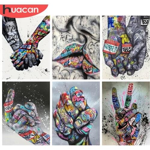 HUACAN 5D DIY Diamond Painting New Portrait Lip Diamond Embroidery Sale Hand Pictures Of Rhinestones Mosaic Decortion