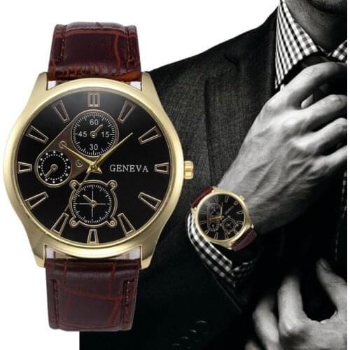 New mens masculino relogios pu leather Geneva Fashion Men Watches Retro Quartz Casual Wristwatch Reloj erkek kol saati 2019