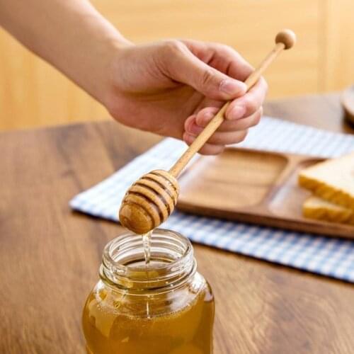 Wooden Honey Spoon Long Handled Honey Dipper Stick Honey Jar Dipper Stick Syrup Dispenser Teaspoon Coffee Mixing Spoon 1pc