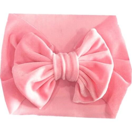 Baby headband childrens gold velvet wide version elastic large bow hair band for 0-3 Years wf
