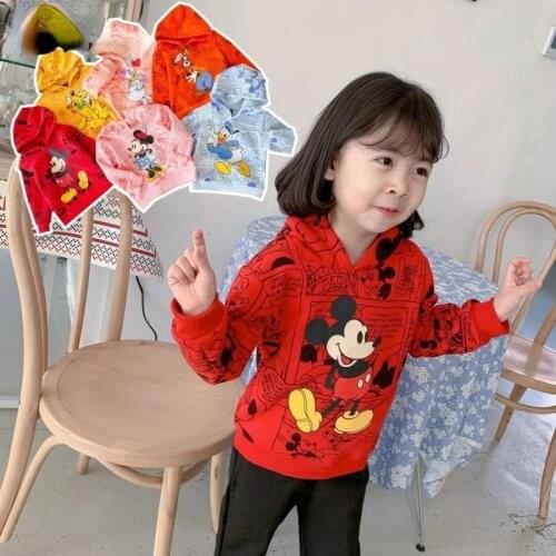 Disney Minnie Mickey Goofy Donald Duck Childrens Hoodie Boys Girls Baby Winter Thicken Pullover Tops Girls Clothing