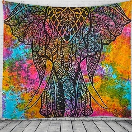 Colorful elephant decoration tapestry mandala decoration tapestry hippie bohemian style wall decoration tapestry
