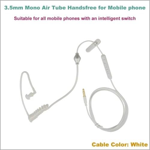 Hot Sale Universal 3.5mm Mono Air Tube Headset for All Mobile phones(Color White)