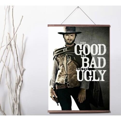 The Good the Bad and the Ugly Hot Movie Art Canvas poster decoration painting with solid wood hanging scroll