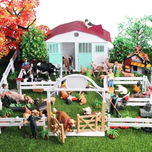Simulation Animal Landscape plants Model Toy Figures Mini Vegetables Lawn Lawn Fruit Tree house PVC Figures Dolsl Baby For Gifts