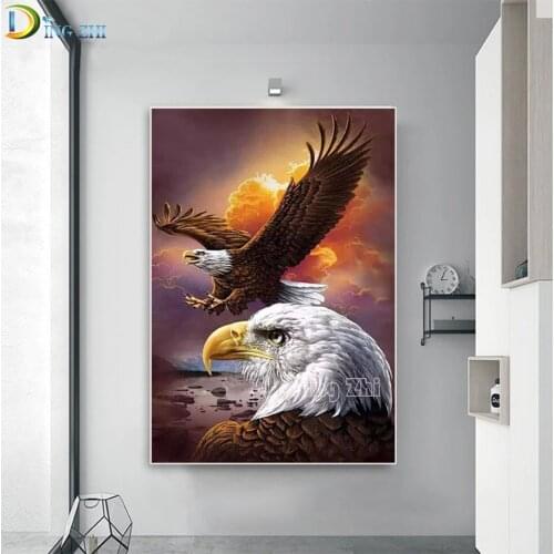 “American Eagle”Diamond Painting Square/Round Drill Cross Stitch Wall Art Clouds Animal Picture Embroidery Mosaic Home Decor