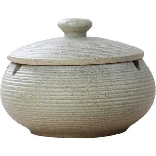 Ceramic Ashtray with Windproof Lid for Indoor Outdoor Use