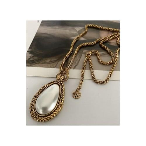 Brass vintage pendant necklace sweater chain