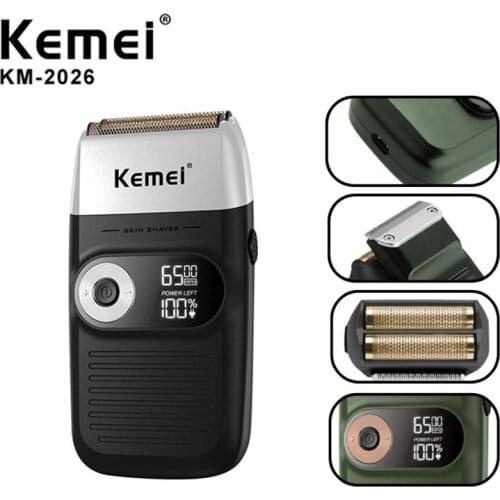 Kemei Electric Shaver Rechargeable Electric Beard Trimmer Shaving Machine for Men Twin Blade Washable Reciprocating Beard Razor