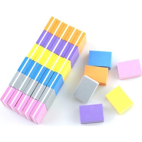 20pcs/lot Mini Nail File Double-sided Blocks Colorful Sponge Nail Polish Sanding Buffer Strips Nail Polishing Manicure Tool