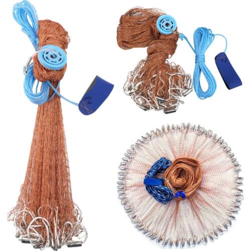 Multifilament Line with sinker Cast Net Catch Fish Network Outdoor Hand Throw Fishing Net Small Mesh Tire Line Gill Net