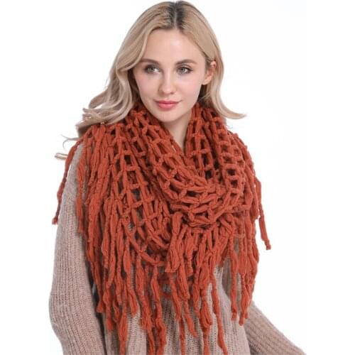 Fashion lady tassel scarves woman autumn ring scarf