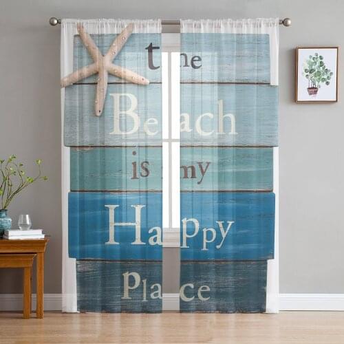 Starfish On The Beach Tulle Curtains For Living Room Bedroom Transparent Tulle Curtains Window Drapes Sheer Curtain
