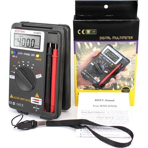 ZOTEK VC921 Multimeter Pocket Tester Portable Digital Autoranging 4000 Counts AC DC Voltmeter Ohm Capacitance Meter Mini