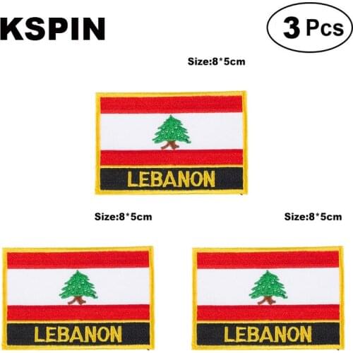Lebanon Rectangular Shape Flag patches embroidered flag patches national flag patches for clothing DIY Decoration