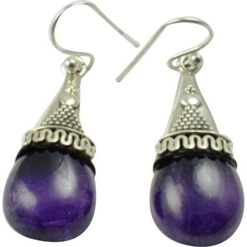 LoveGem Genuine Amethyst EARRINGS 925 Sterling Silver, 40mm, AE2329