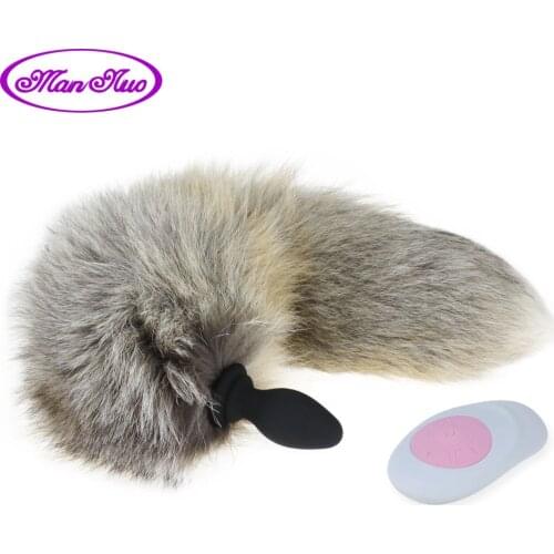 Silicone Fox Tail Remote Control Anal Plug Adult Games Anal Pleasure Bead Butt Plug Sex Flirt Toys for Women Cosplay Costume