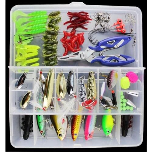 Super Value 101pcs Almighty Fishing Lures Kit with Mixed Hard Lures and Soft Baits Minnow Lures Accessories Box